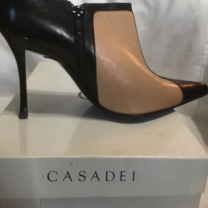 NWB Casadei two-tone leather booties, Size 8 1/2
